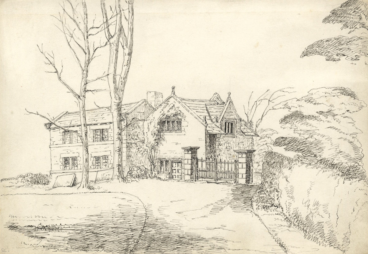 George Corson, Old School House, Nether Alderley, Cheshire – 1854 ink drawing