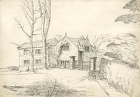 George Corson, Old School House, Nether Alderley, Cheshire – 1854 ink drawing