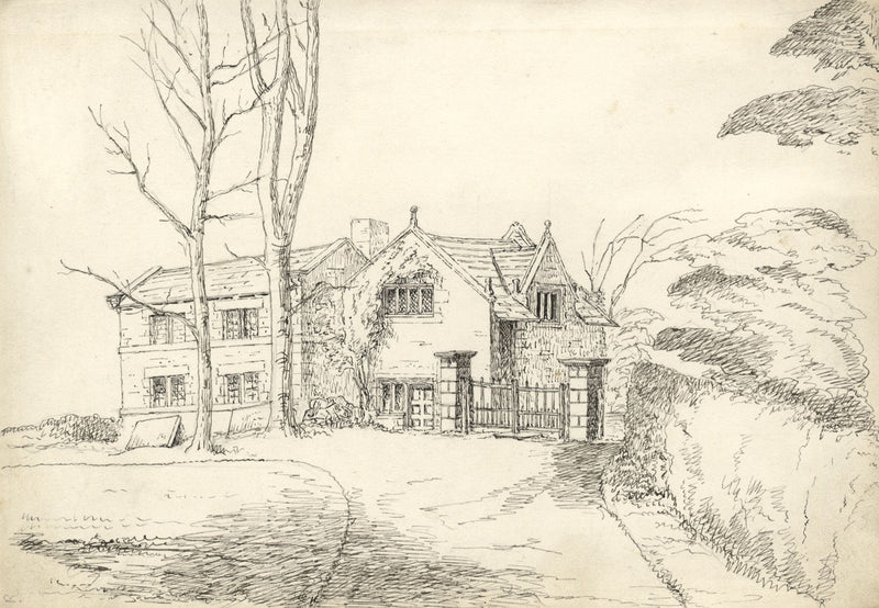 George Corson, Old School House, Nether Alderley, Cheshire – 1854 ink drawing