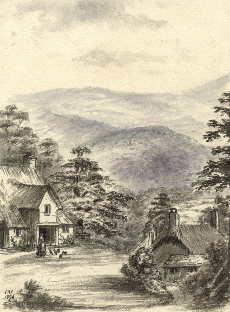 C.A. Collis, Almshouses, Selworthy Green, Somerset – 1876 watercolour painting