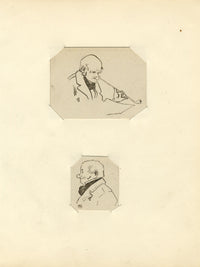 Miniature Portaits, Gentleman with Churchwarden Pipe–Two 1910 pen & ink drawings