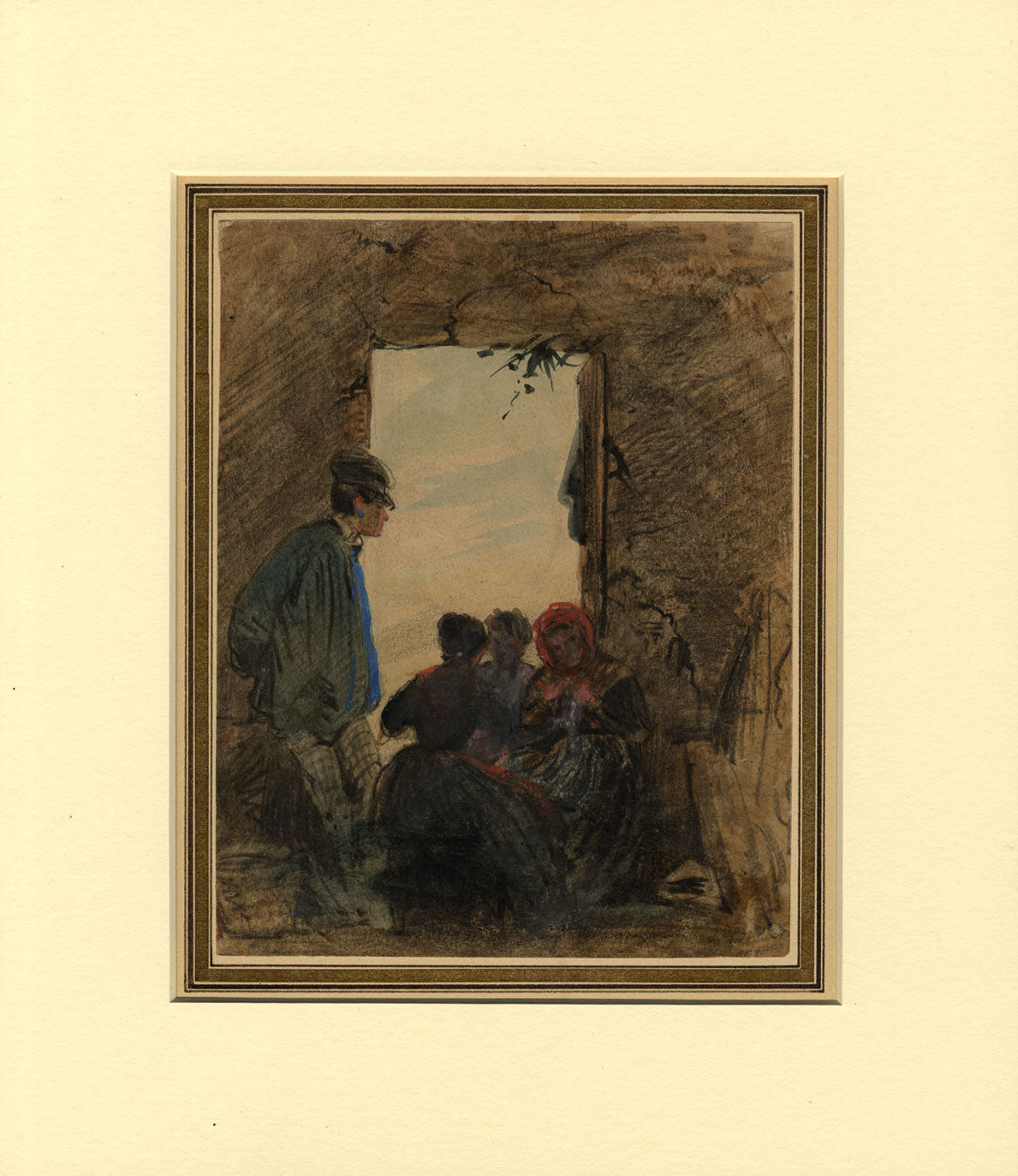 Forse Charles Raymond Chabrillac, Contadini francesi – Acquerello inizio XIX secolo