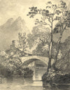 Thomas Cunliffe, Landscape with Bridge – Early 19th-century graphite drawing