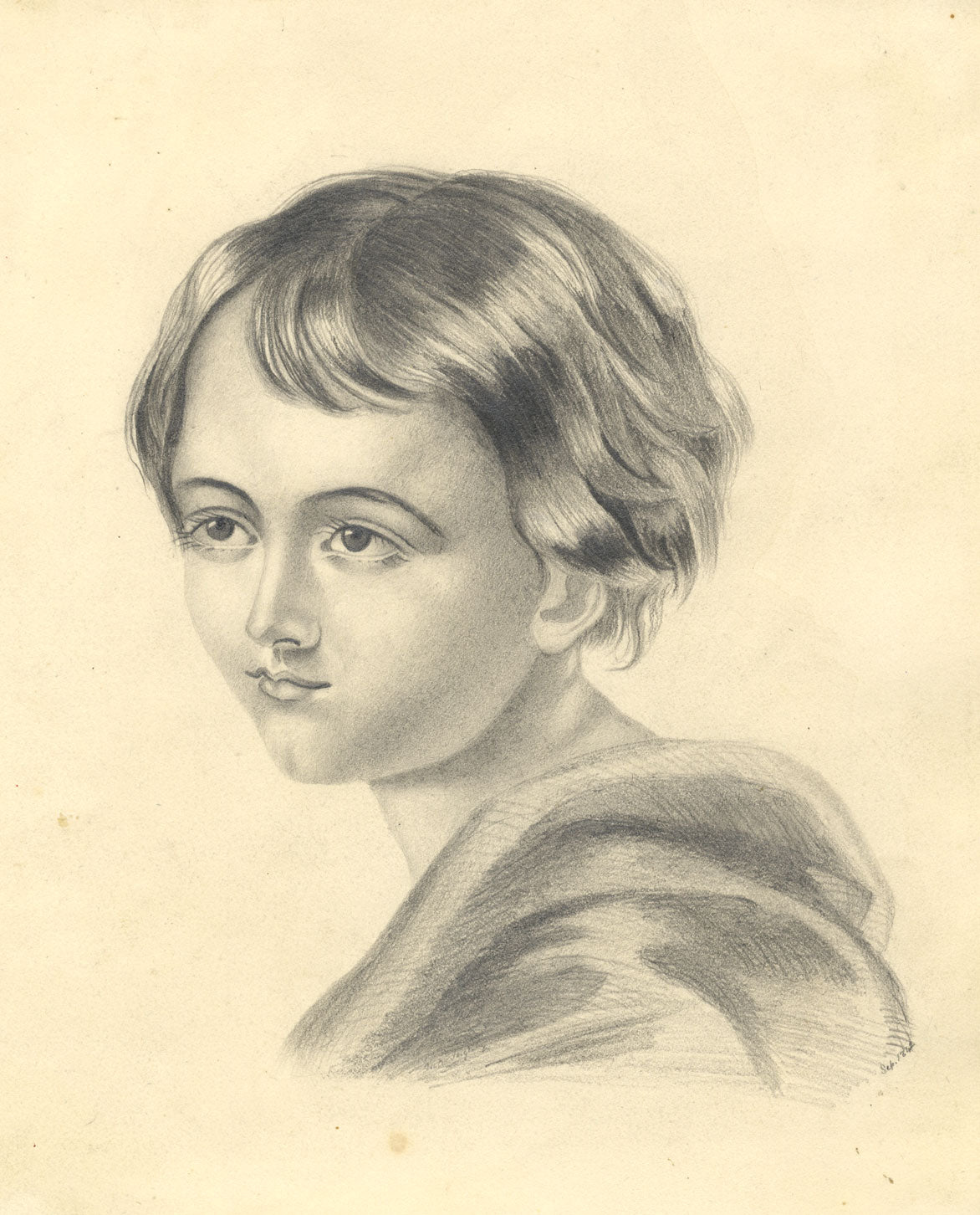 Portrait of a Girl – Original 1842 graphite drawing