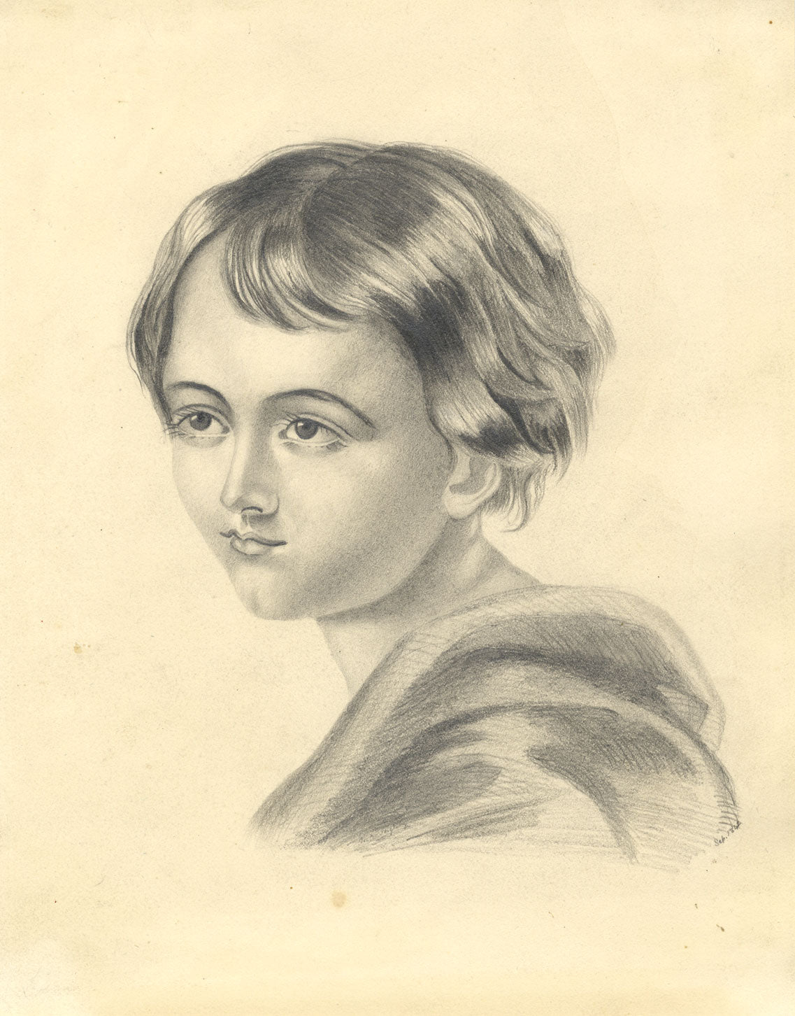 Portrait of a Girl – Original 1842 graphite drawing