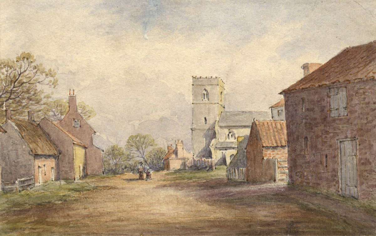 John Varley OWS, Figures on the Road to Church – Early 19th-century watercolour