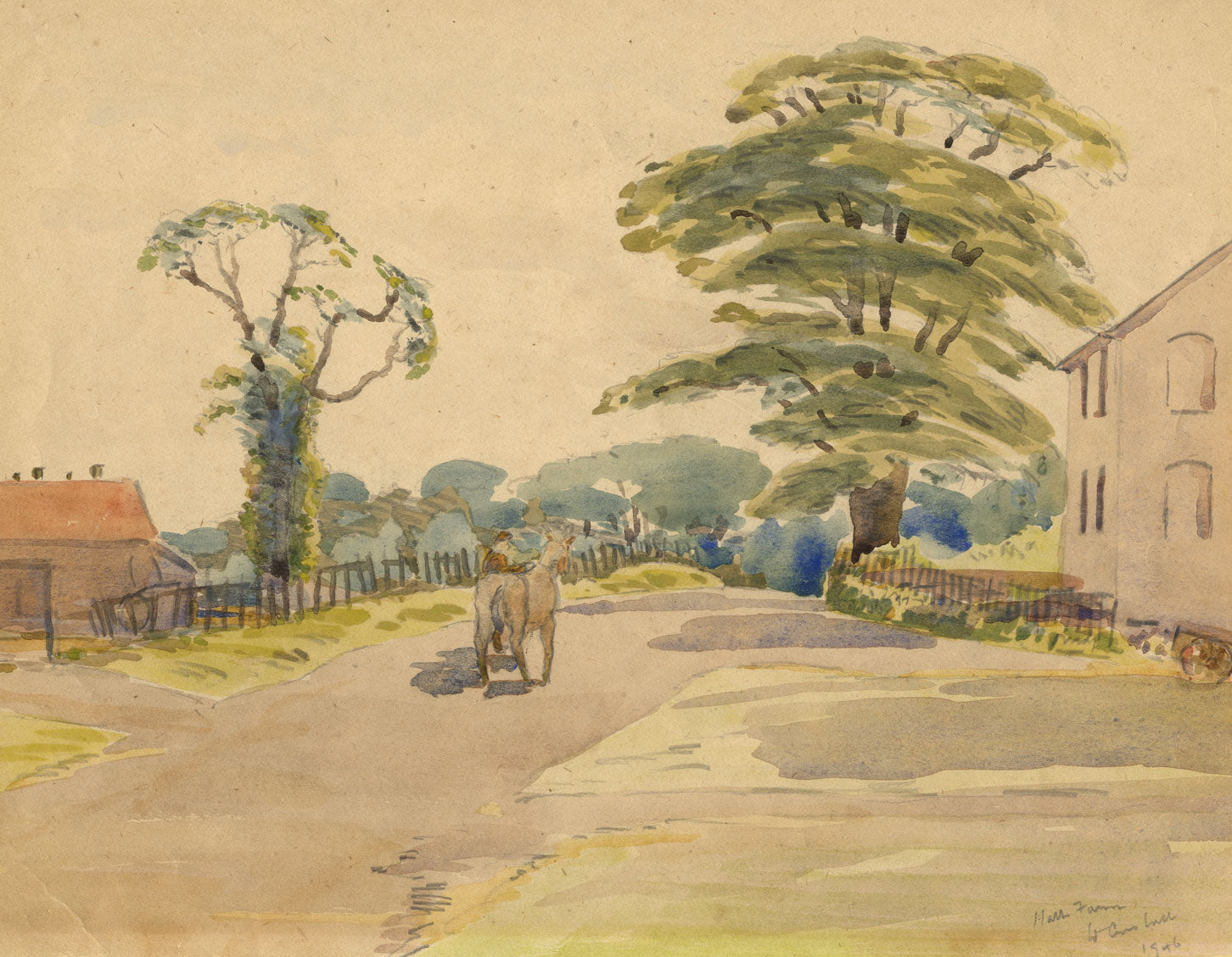 Walter Cristall, Horse, Halls Farm, Pinner, Middlesex –1946 watercolour painting