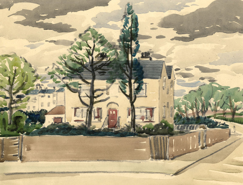 Walter Cristall, House on the Corner – early 20th-century watercolour painting