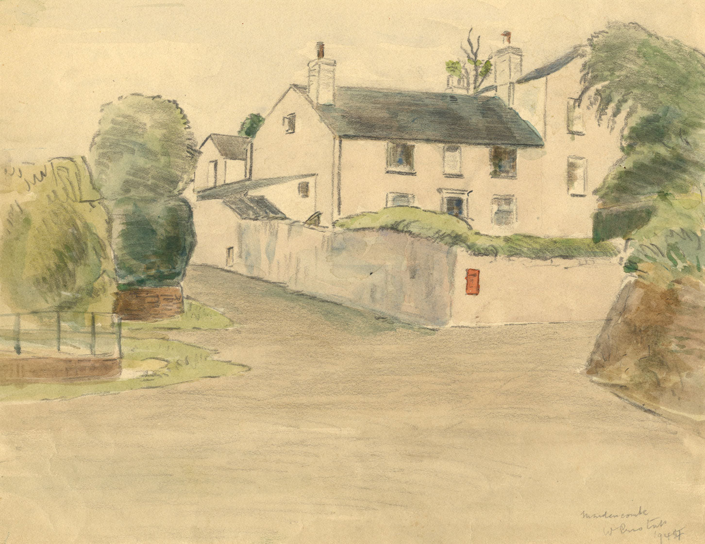 Walter Cristall, Maidencombe Village, Devon – Original 1947 watercolour painting