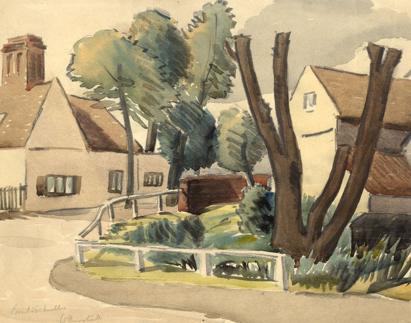 Walter Cristall, Houses at Bourton, Wiltshire – early 20th-century watercolour