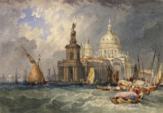 Dogana, Venice after Clarkson Stanfield – Miniature c.1832 watercolour painting