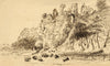 E. Venis, Rye Castle & Ypres Tower, Sussex – late 19th-century pen & ink drawing