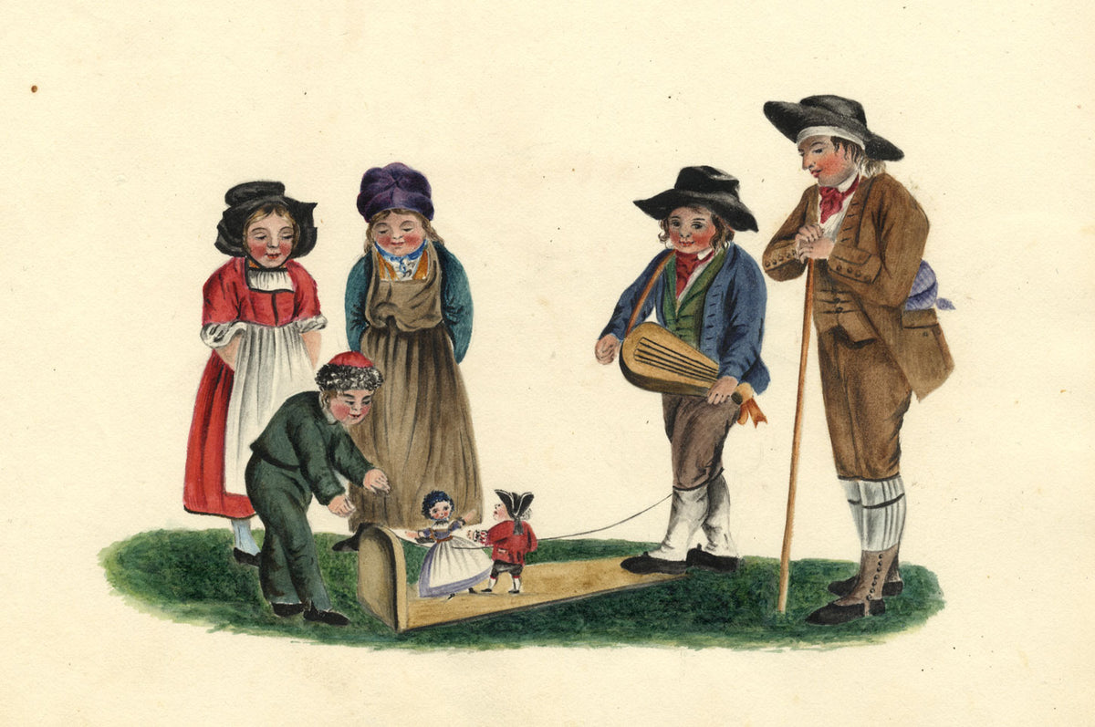 German Jigging Puppets 'Marionnettes à la planchette' – c.1832 watercolour