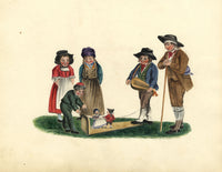 German Jigging Puppets 'Marionnettes à la planchette' – c.1832 watercolour