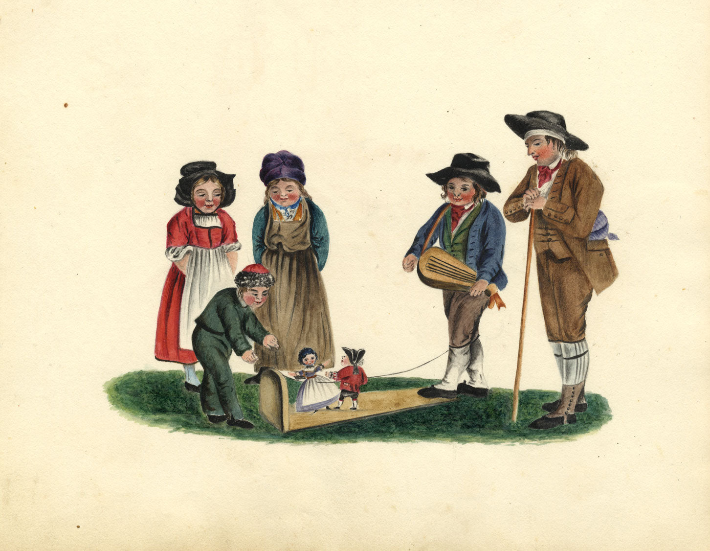 German Jigging Puppets 'Marionnettes à la planchette' – c.1832 watercolour