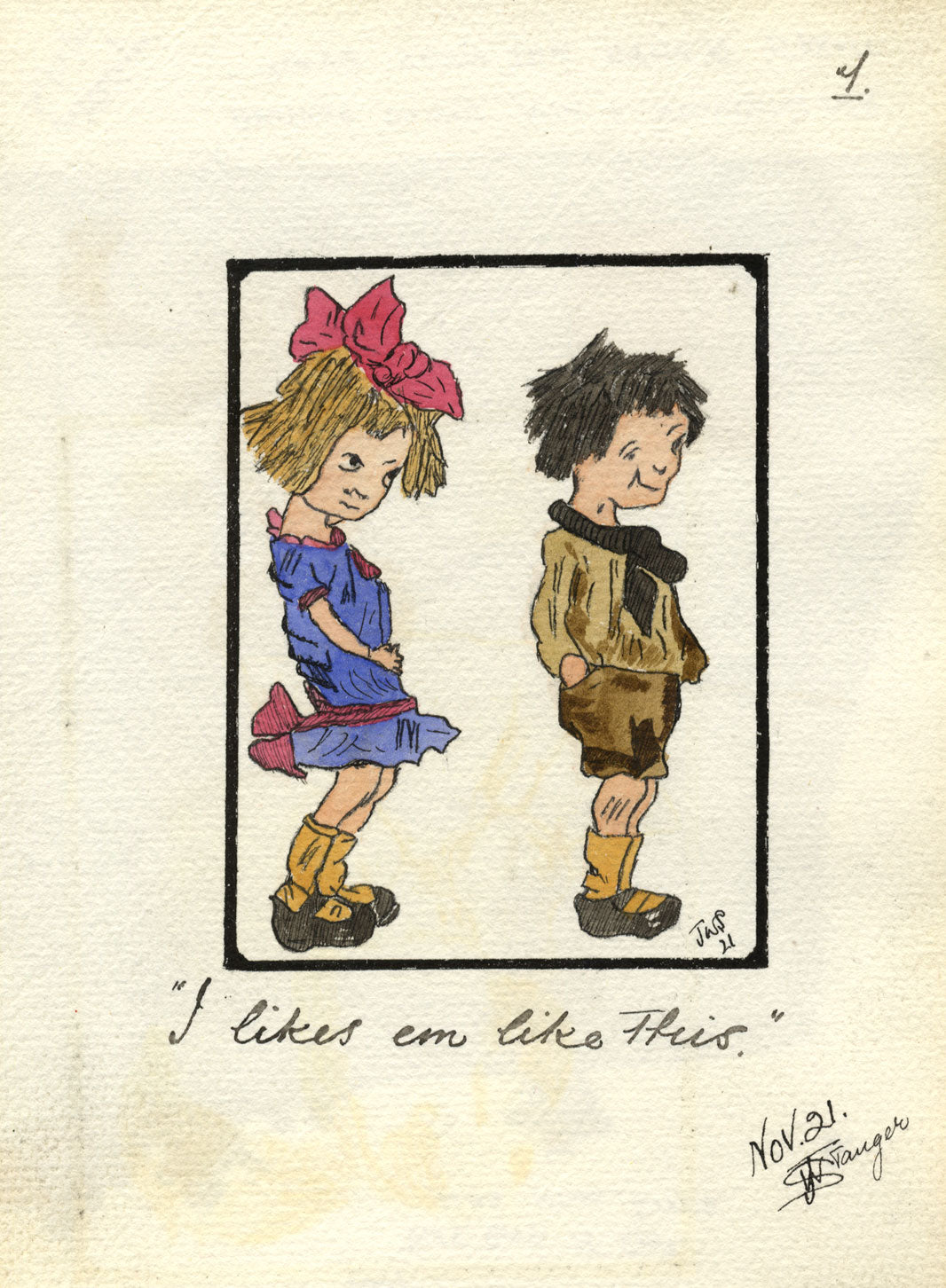 JW Stanger, Un gatto con nove vite, cartone animato – Acquerello originale del 1917