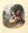 Attrib. Solomon Alexander Hart, Troubadour Gypsy with Lady – 1829 watercolour