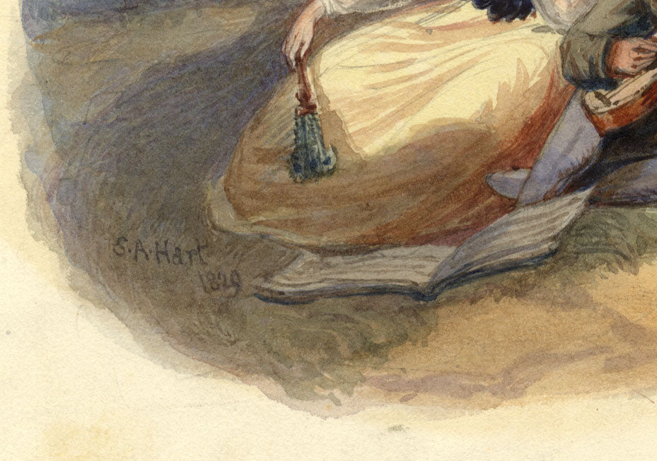 Atribuido a Solomon Alexander Hart, Trovador gitano con dama – acuarela de 1829