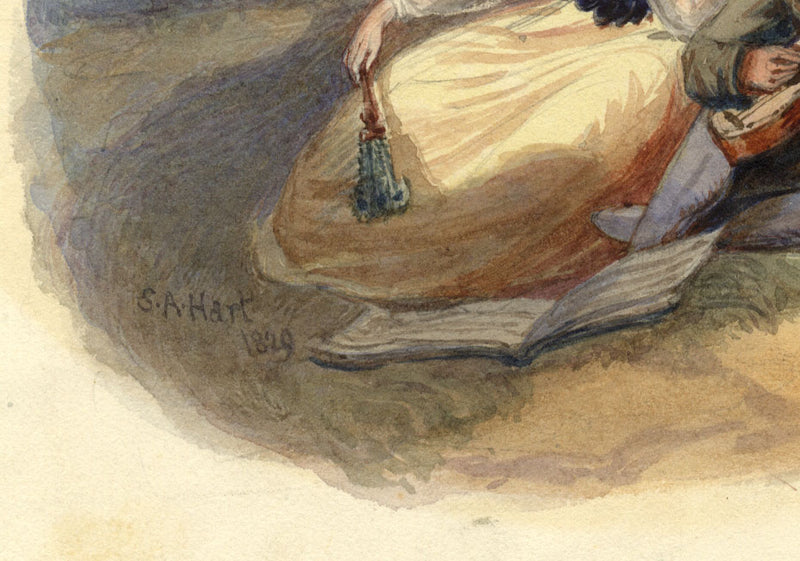 Atribuido a Solomon Alexander Hart, Trovador gitano con dama – acuarela de 1829
