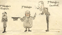 Ritchie, Ye Bishoppe's Landlord & Chaplain Cartoon – 1871 pen & ink drawing