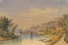Riverside Town View – Original mid-19th-century watercolour painting
