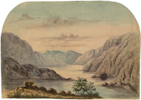 Mountain Lake Landscape – Original 1851 watercolour painting