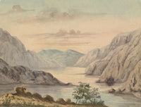 Mountain Lake Landscape – Original 1851 watercolour painting