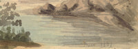 Mountain Lake Landscape – Original 1851 watercolour painting