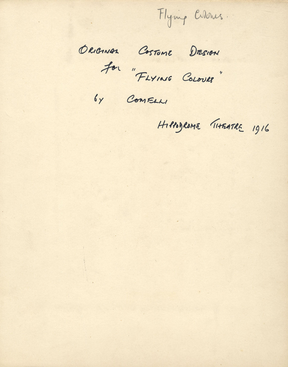 Attilio Comelli, diseño de vestuario teatral para 'Flying Colors' 1916 Una bailarina griega