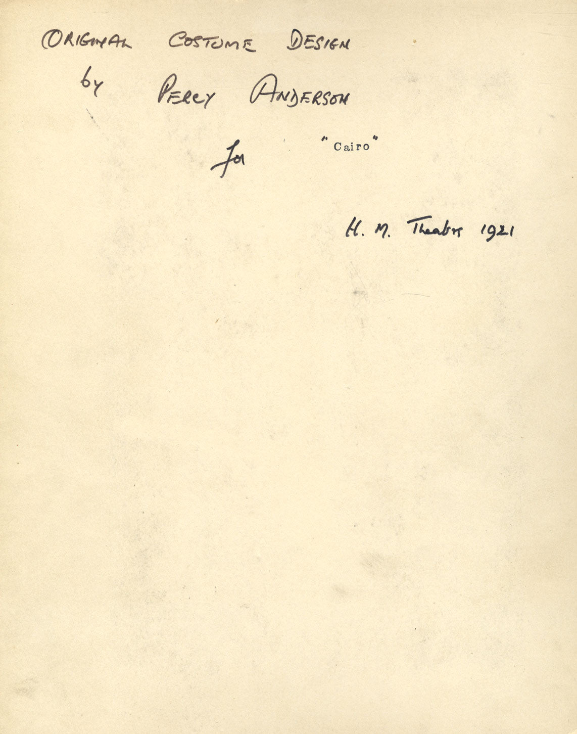 Percy Anderson, Theatre Costume Design for 'Cairo' 1921: Chinese Servant