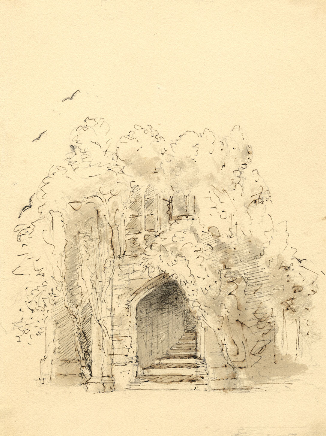 Apollonia Griffith, Officers Tower Raglan Castle, Monmouths. –c.1838 ink drawing