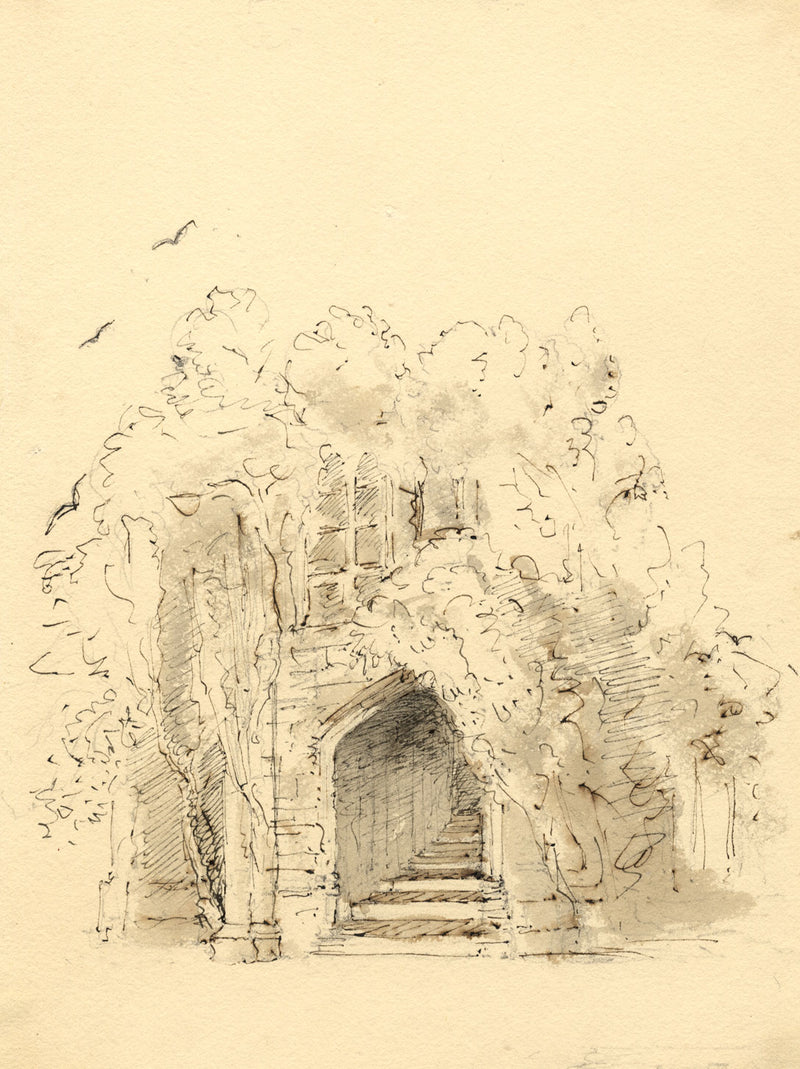 Apollonia Griffith, Officers Tower Raglan Castle, Monmouths. –c.1838 ink drawing
