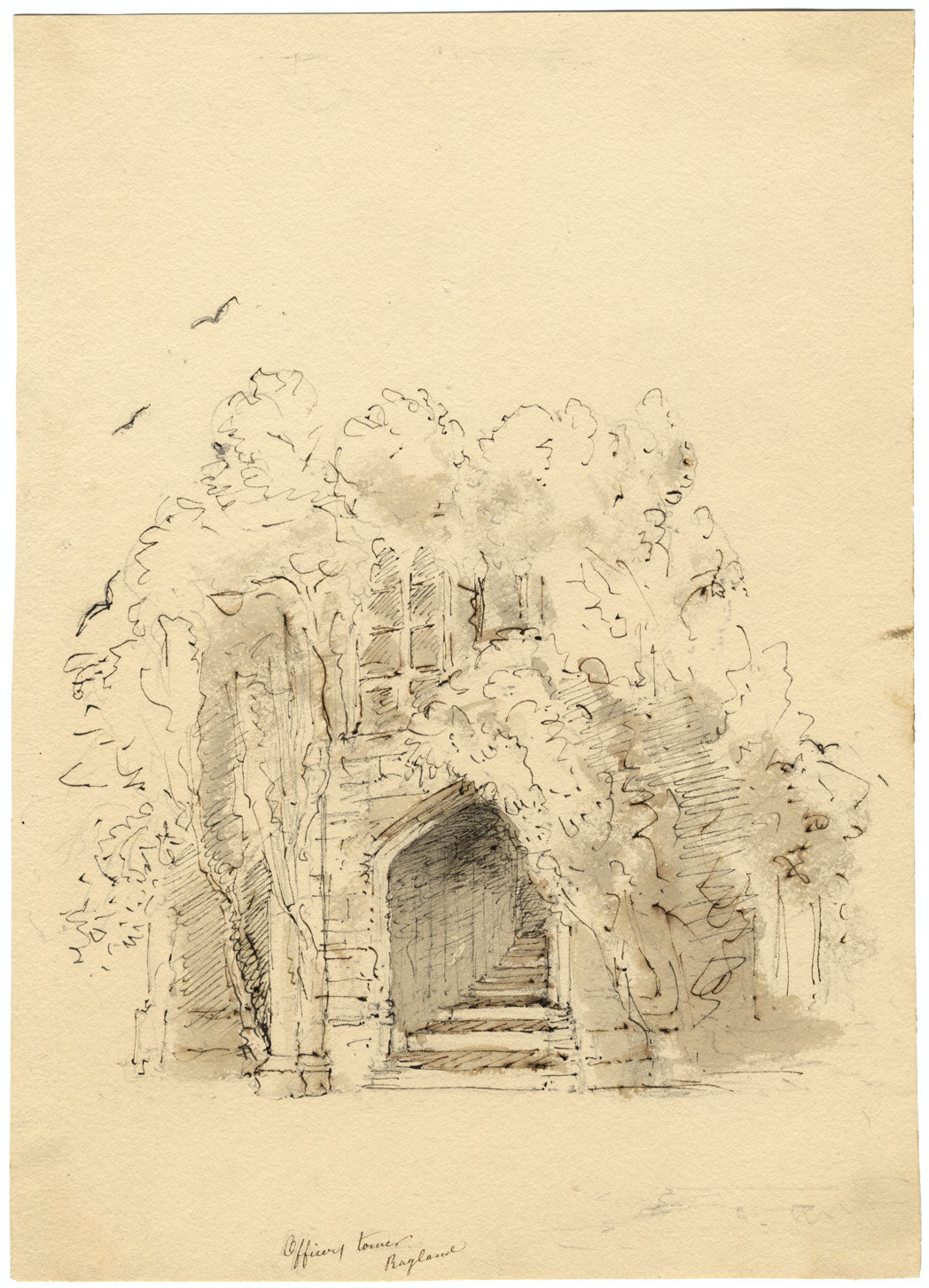 Apollonia Griffith, Officers Tower Raglan Castle, Monmouths. –c.1838 ink drawing