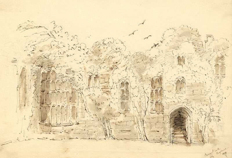 Apollonia Griffith, Banquet Hall, Raglan Castle, Monmouthshire –1838 ink drawing