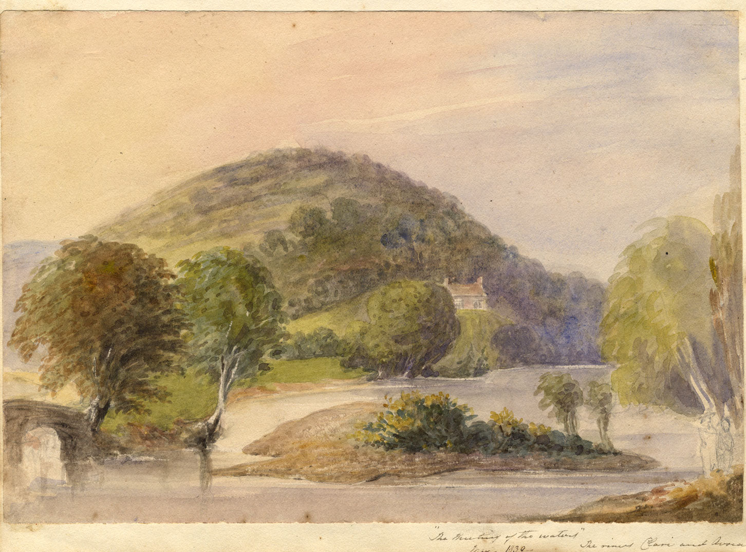 Apollonia Griffith, Encuentro de aguas, Valle de Avoca, Wicklow – acuarela de 1839