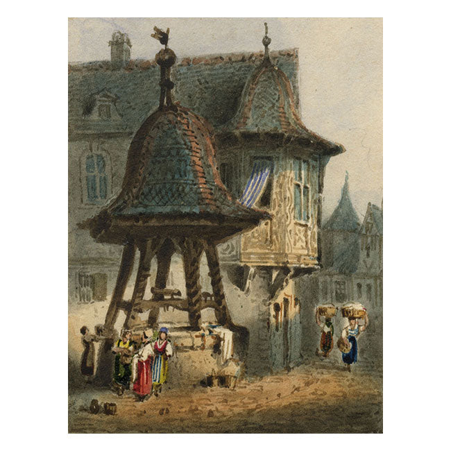 Ober Lahnstein on the Rhine after Samuel Prout – Miniature c.1830s watercolour