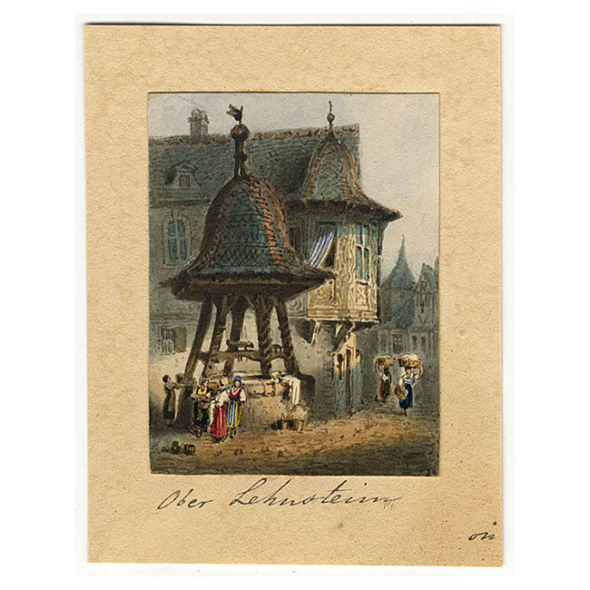 Ober Lahnstein on the Rhine after Samuel Prout – Miniature c.1830s watercolour