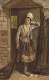 Frederick Albert Slocombe, Breton Fishergirl in a Doorway – C19th watercolour