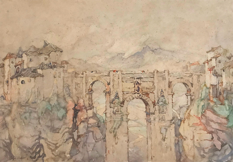 Moffatt Peter Lindner RI RBA ROI, El Tajo Gorge, Ronda –Early C20th watercolour