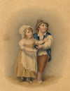 Peasant Children – Original mid-19th-century watercolour painting