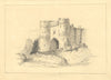 Castillo de Carisbrooke, Isla de Wight – Dibujo original en grafito del siglo XIX