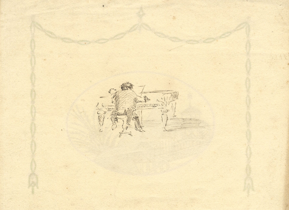 Decorative Bavarian Folk Art Design – early 20th-century pen & ink drawing