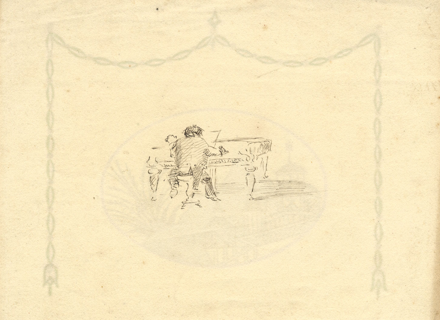 Decorative Bavarian Folk Art Design – early 20th-century pen & ink drawing