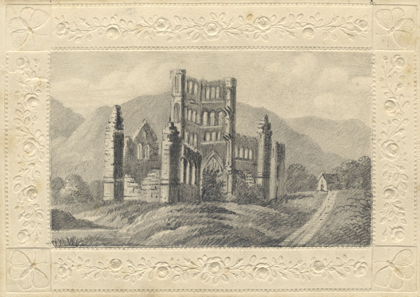 Abbey Ruin – Original mid-19th-century graphite drawing