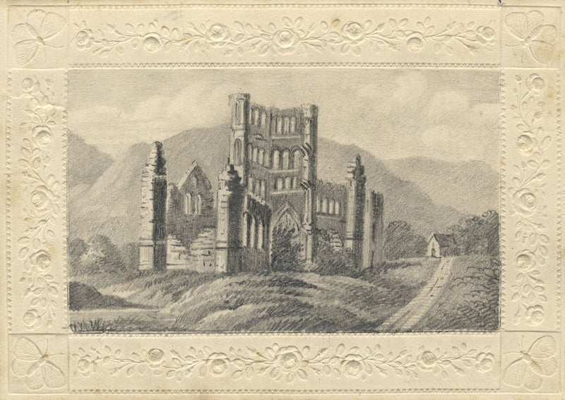 Abbey Ruin – Original mid-19th-century graphite drawing
