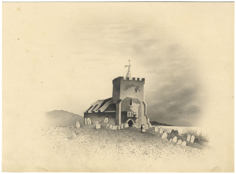 Iglesia parroquial de San Nicolás, Brighton: dibujo a grafito de mediados del siglo XIX