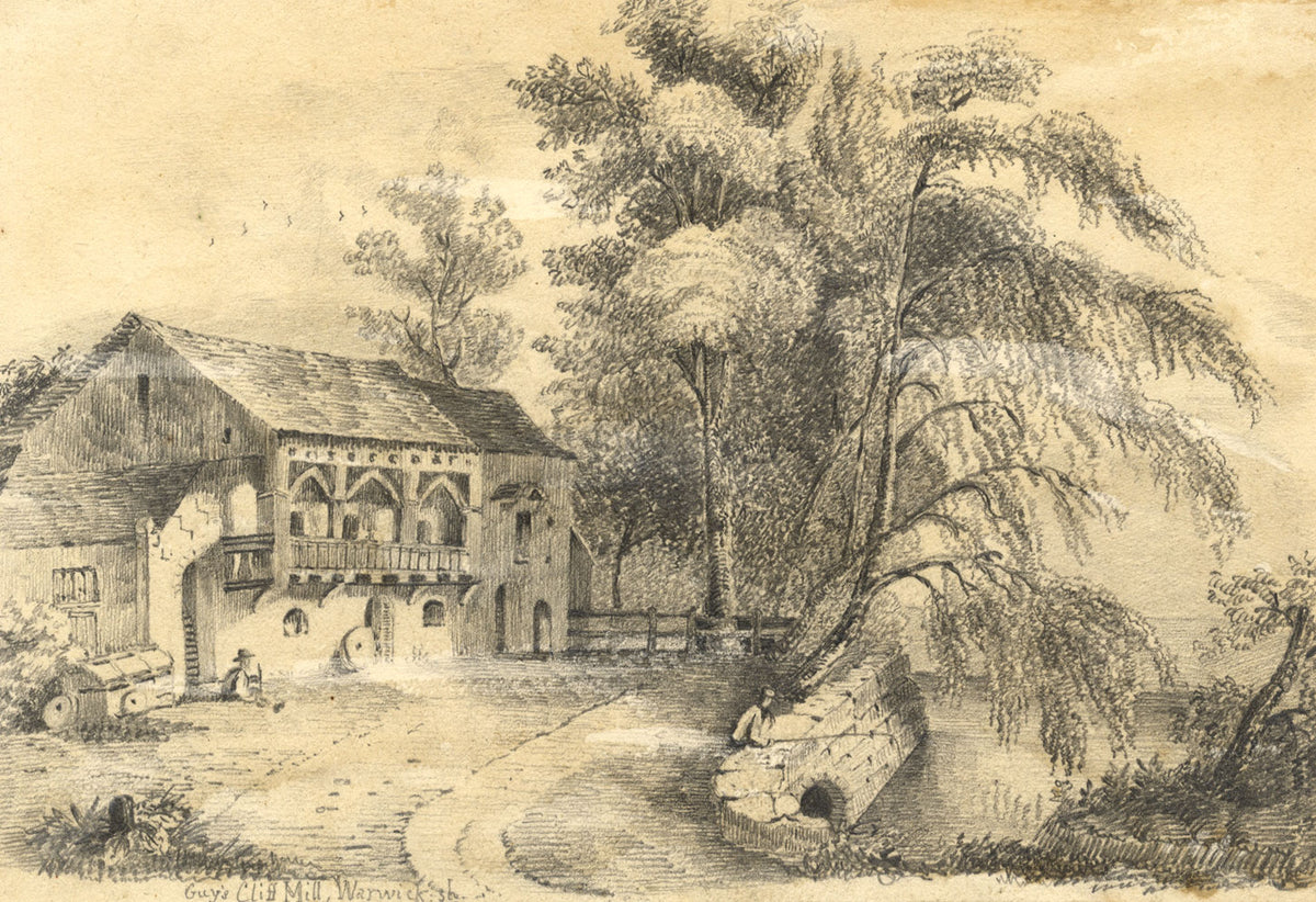 Saxon Mill at Guy's Cliffe, Warwickshire – mid-19th-century graphite drawing