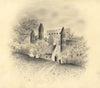 Dunreath Abbey – mid-19th-century graphite drawing with pin-prick technique