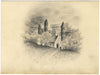 Abbazia di Dunreath – disegno a grafite di metà Ottocento con tecnica a punzone