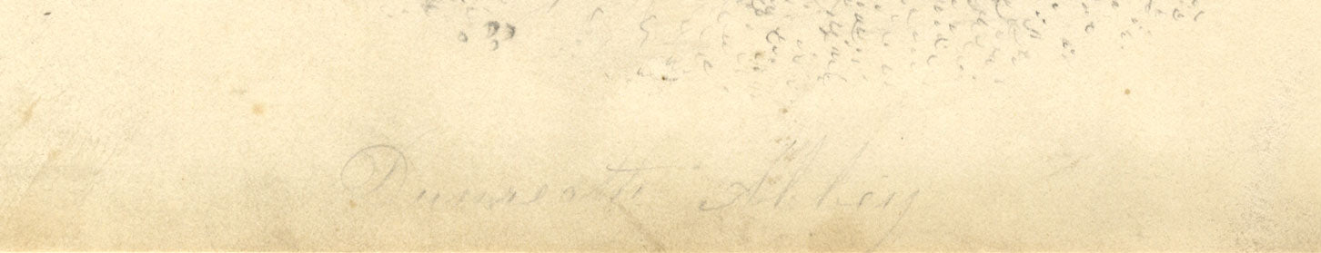 Abbazia di Dunreath – disegno a grafite di metà Ottocento con tecnica a punzone